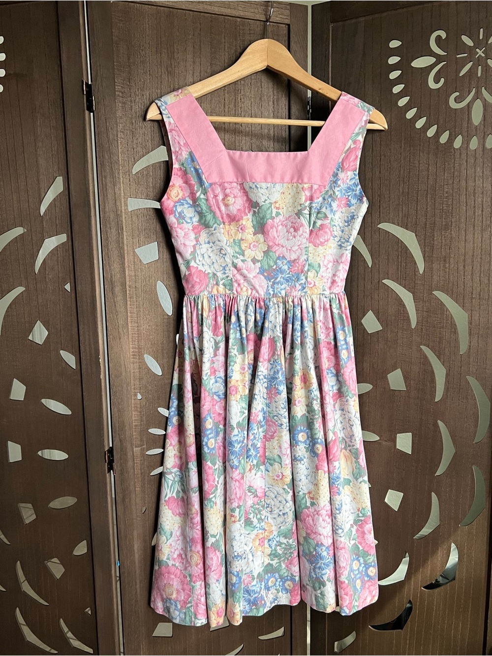 Vintage 90s Style Floral Garden Party Tea Cotton Prairie Mini Dress Size S